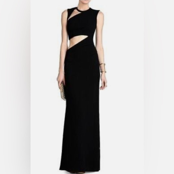BCBGMaxAzria Kimora Crepe Cut-Out Black Gown – Size 8 NWT! - Picture 1 of 6